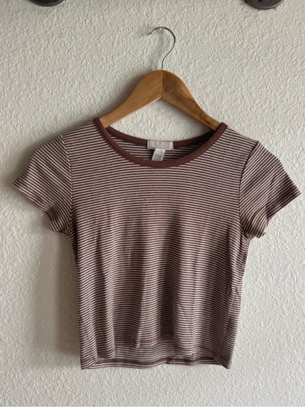 Girl’s Full Tilt Brown & White Striped Short Sleeve Tee